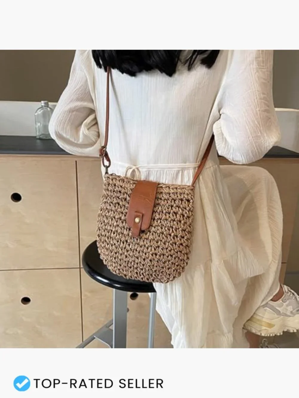 Straw Beach Bag Woven Purse Small Handbag Shoulder Crossbody Hobo Y2K Summer